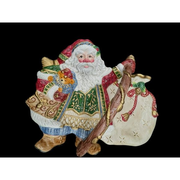 Fitz and Floyd Jolly Ole St. Nick Handled Santa Clause Serving Platter Tray 12 x - Picture 1 of 10